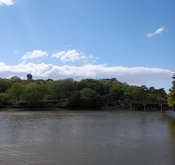 桜から新緑に囲まれた大仏