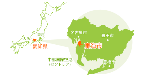 東海市の位置map